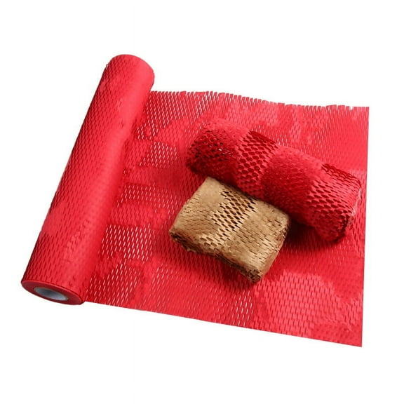 Nvzi shock-absorbing packaging paper, biodegradable kraft paper, gift glass ceramic packaging honeycomb paper (red)