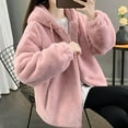 thumbnail image 4 of HAPIMO Women's Faux Fur Coats Winter Thickened Fleece Sherpa Warm Coat Long Sleeve Zip Up Hooded Jacket Oversize Solid Pocket Coat Casual Fashion Outerwear Pink L, 4 of 5