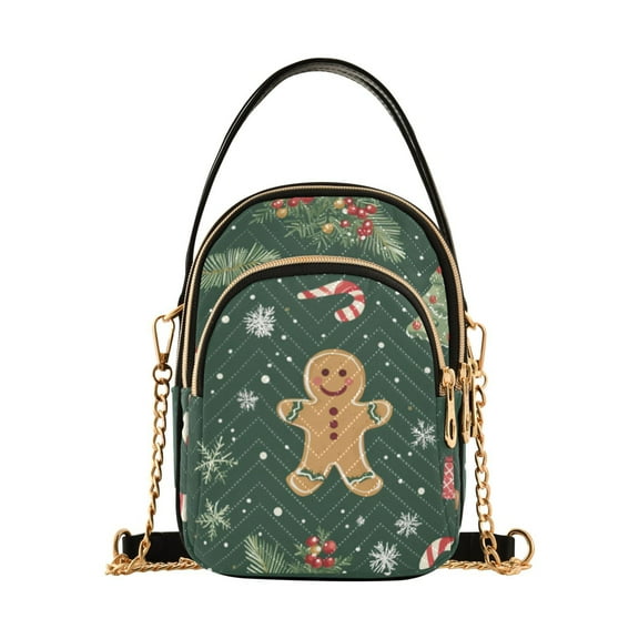 FORMRS Crossbody Bag for Women Shoulder Cell Phone Purse with Zipper, Christmas Gingerbread