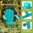 thumbnail image 6 of Folding Adirondack Chair HDPE Weather Resistant Patio Chairs w/Cup Holder for Fire Pit, Deck, Outdoor, Aqua(Set of 2), 6 of 6