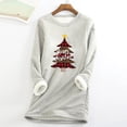 thumbnail image 2 of IROINNID Reduced Christmas Sweatshirts for Women Ladies Winter Plus Fleece Warm Christmas Print Long Top,Gray, 2 of 5