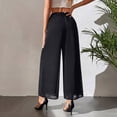 thumbnail image 4 of Lumtrix Women's Capris Wide Leg Chiffon Pants Summer Beach Vacation Culottes Casual Dress Palazzo Pants with Pockets Black L, 4 of 6