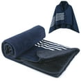 thumbnail image 2 of 80*130cm Fleece Wearable Blanket, Plaid Lap Blanket Comfy Poncho Throw with Buttons for Bed Sofa Office, Blue-White, 2 of 5