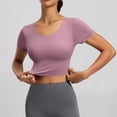 thumbnail image 6 of Women's Short Sleeve Crop Shirts Scoop Neck Slim Fit Strappy Open Back Criss Cross Jersey Summer Activewear, Workout Yoga Pilates Athletic Fitness Running Tops, 6 of 7