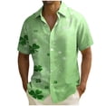 thumbnail image 2 of Ceisia Men's St. Patrick's Day Clover Print Short Sleeve Button-Down Shirt Collection | Mint Green Clover & Sparkle Scatter Print Button-Up Shirt Gifts, 2 of 8