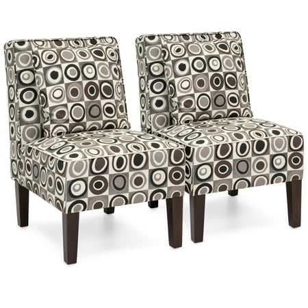 Best Choice Products Upholstered Armless Living Room Accent Chairs with Pillows, Set of 2, Geometric Circle (Best Interior Design For Small Living Room)