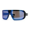 thumbnail image 5 of Locs Color Mirror Oversized Wrap Around Gangster Plastic Biker Sunglasses [Blue Mirror], 5 of 7
