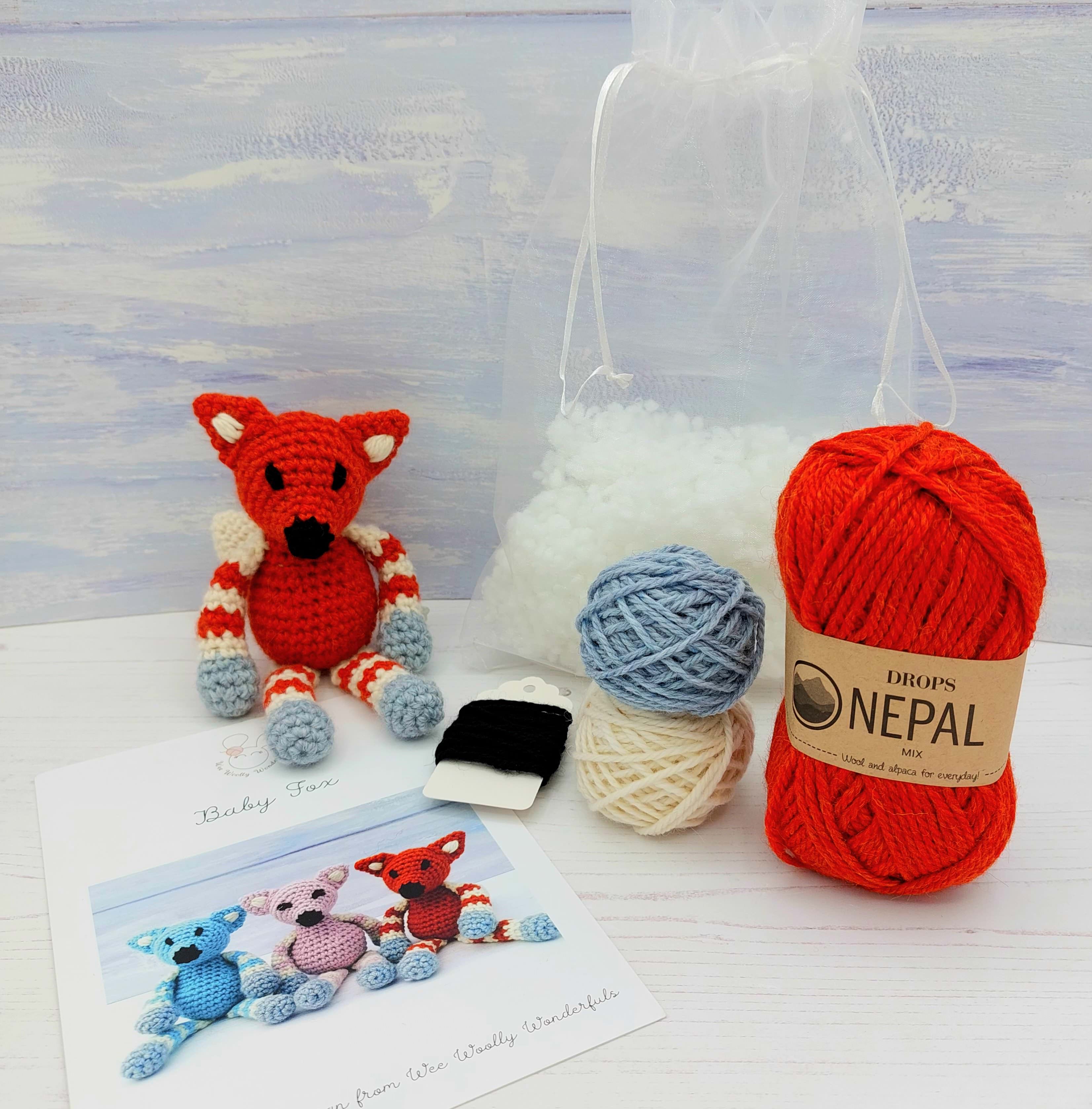 Crochet Kit Baby Fox Amigurumi Mini Craft Kit