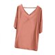 thumbnail image 2 of Tops para Mujer Fiudx Top Suelto de Manga Corta con Cuello En V Color Sólido de Verano Talla Grande, 2 of 6