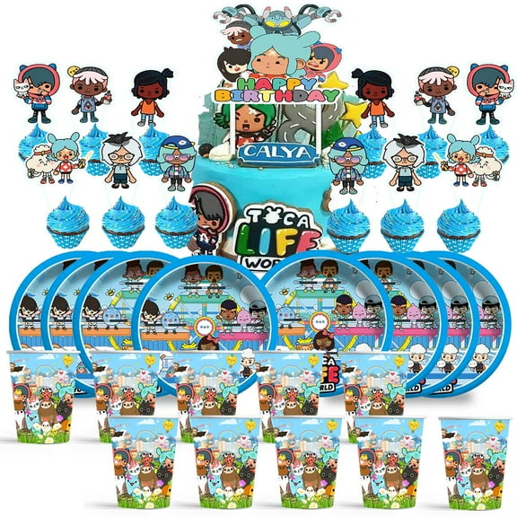 Birthday Cups Party Supplies Plates Fans Decorations Cake Topper Decor