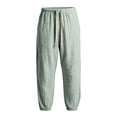 thumbnail image 6 of Mens Casual Big and Tall Cotton Linen Harem Pants Baggy Elastic Drawstring Waist Beach Yoga Boho Pant Size S-3XL Green, 6 of 7