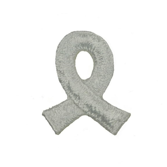 White Lung Cancer Awareness Ribbon Patch Support Embroidered Sew On Applique