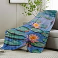 thumbnail image 5 of Cozy Watercolor Pond & for Lotus Leaves Throw Blanket - Soft, Warm Flannel for Naps, Camping, Travel, and Home Decor - Perfect Gift for Friends, Family, and Lovers, 5 of 7