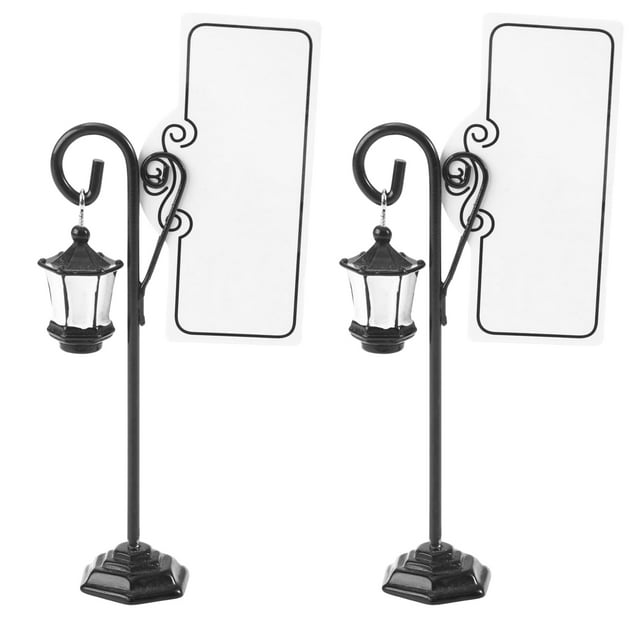 LABELEPH 2 Pcs Support Photo en Forme de Lampe de Route Fournitures de Mariage Support en Résine Noire
