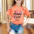 thumbnail image 2 of Girls Shirts Easter Cute Graphic Shirt Casual Short Sleeve Tee Tops Breathable Cotton Summer Tees Kids Clothing Rose Gold 6-7 Years, 2 of 4