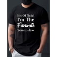thumbnail image 1 of Camiseta 100 % algodón, con el gráfico "Yerno Favorito", manga corta, estilo deportivo informal para hombre, tendencia de verano, ligera y transpirable, ideal para el tiempo libre., 1 of 4