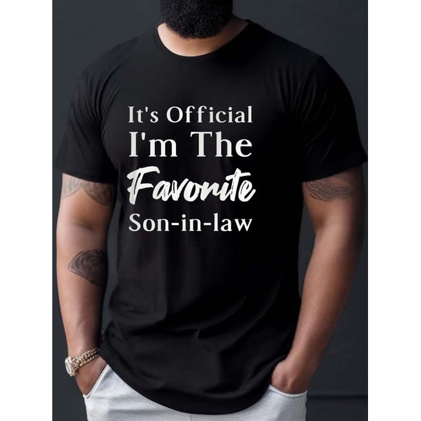 A T-shirt, A 100% Cotton T-shirt, Favorite Son-in-law Graphic T-shirt - Men's Short-sleeved Casual Sports Shirt - Summer Fashion Trend T-shirt, Lightweight, Breathable Summer Top
