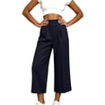 thumbnail image 4 of Noric Women's High Waist Wide Leg Capri Pants with Button Casual Loose Fit Summer Dressy Trousers, 4 of 8