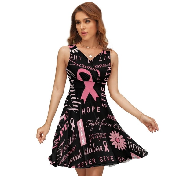 Breast Cancer Pink Ribbon Sundress Sleeveless Dress Summer Women Clothes Dress for Women Dresses