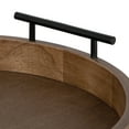 thumbnail image 3 of Kate and Laurel Lipton Modern Round Wood Tray, 15.5" Diameter, Rustic Brown with Black Handles, Decorative Accent Tray for Storage and Display, 3 of 5
