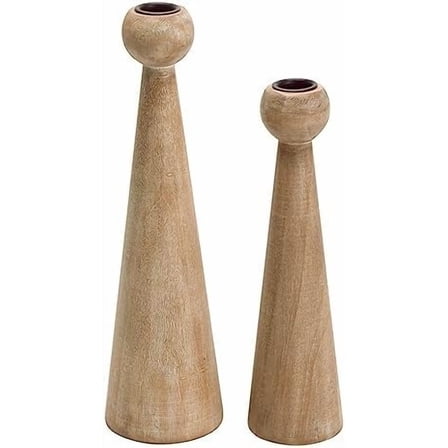 Wood Taper Candle Holders Set of 2, Farmhouse Tall Candle Stand Decorative Candlestick for Wedding Party Mantle Fireplace Dining Room Table Centerpieces Decor$$Home Decor, Kitchen, & Other