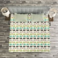 thumbnail image 3 of Ambesonne Cartoon Quilted Bedspread Set 3 Pcs, Elephants Love Adornment, King Size, Multicolor, 3 of 3