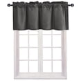 thumbnail image 2 of JIUZHEN Valance Curtains for Kitchen Window Valances for Living Room/Basement Window Curtains Bathroom Thermal Insulated Short Rod Pocket Curtain Panels, Grey,42 x 18 Inches,1 Panel, 2 of 7