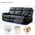 thumbnail image 5 of Comfort Stretch 3 Seater Power Recliner Chair Sofa Set for Living Room,Faux Leather Electric Black Home Theater Seating Reclining Sofa Couch with Flipped Middle Backrest,LED Light,USB Port,Cup Holders, 5 of 7