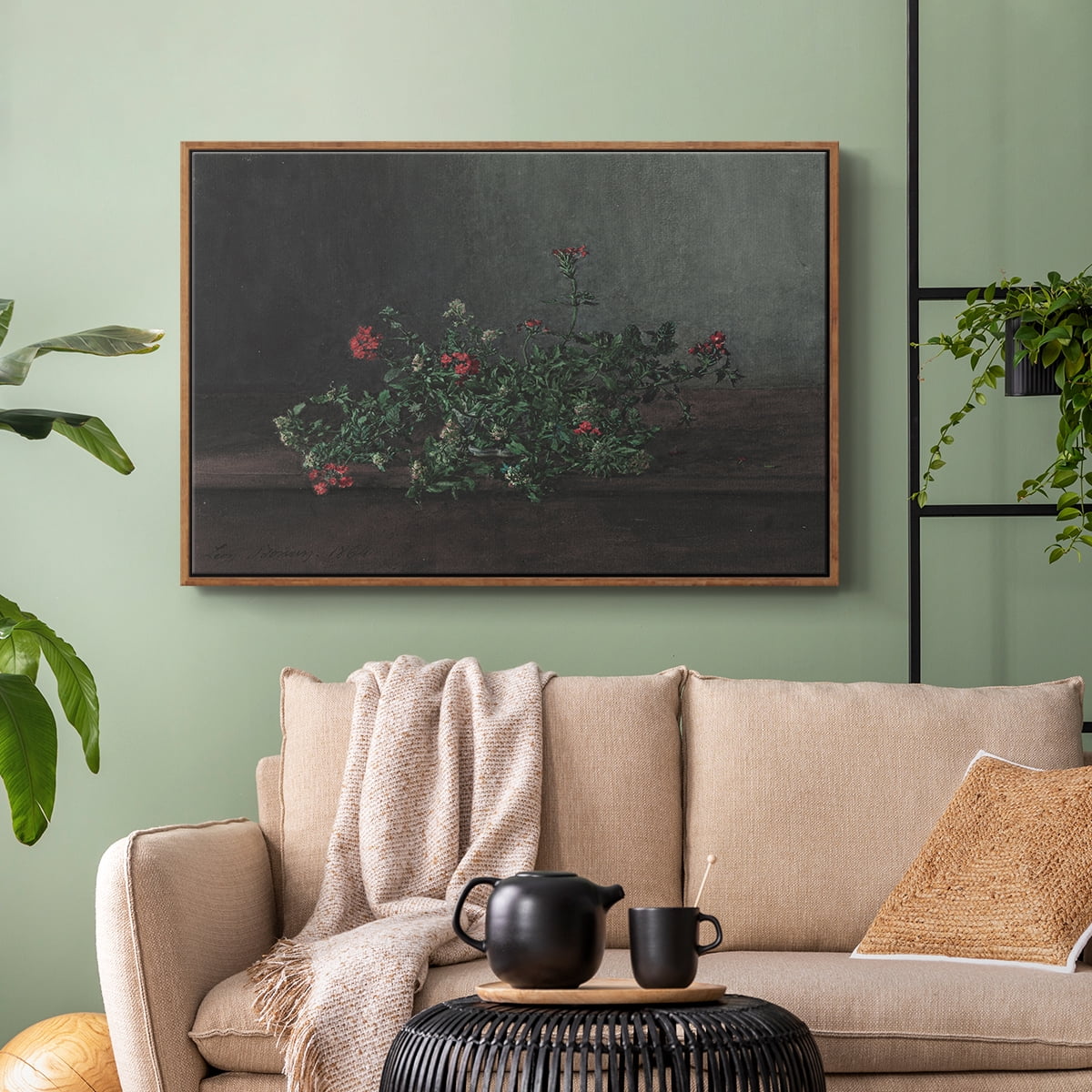 Vintage Botanical Print-XCIV By Wexford Home Framed in Walnut Wood Gallery Wrapped Canvas 25 in. x 37 in.