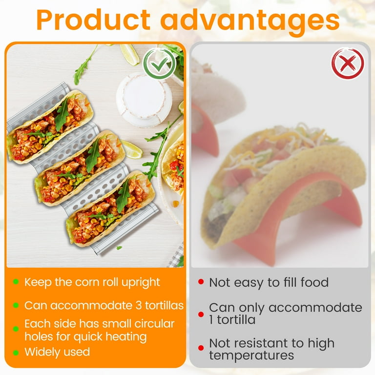 Jetcloudlive Taco Holders Set of 4, Stainless Steel Taco
