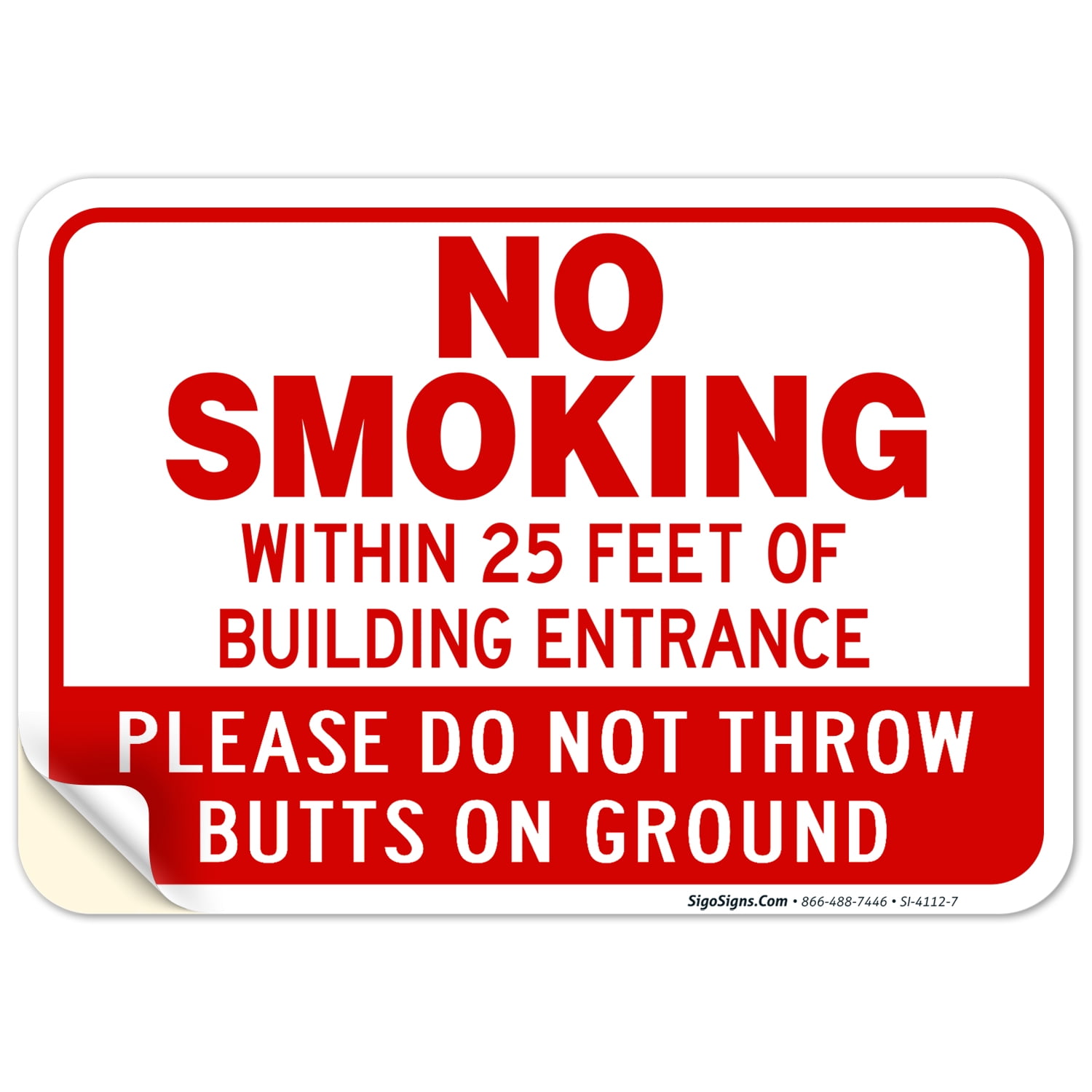 No Smoking In Building Entrance Sign, 10x7 Vinyl Sticker