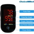 thumbnail image 6 of ChoiceMMed Black Finger Pulse Oximeter - Blood Oxygen Saturation Monitor Great as SPO2 Pulse Oximeter - Portable Oxygen Sensor with Included Batteries - O2 Saturation Monitor with Carry Pouch, 6 of 7