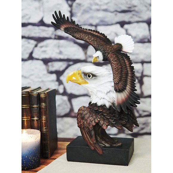 Ebros Large Wings Of Liberty American Bald Eagle Head Bust Statue (Vivid Color)