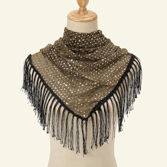 Shimmering Lace Fringe Scarf Triangle Scarf for Women, Chic and Functional Accessory for Women