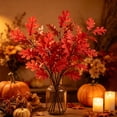 thumbnail image 3 of 2 Pcs Artificial Fall Oak Leaves Branches,15 Inch Fake Autumn Foliage Branches for Table Centerpieces Vases Filler,Farmhouse Home Kitchen Thanksgiving Decor,Red, 3 of 4