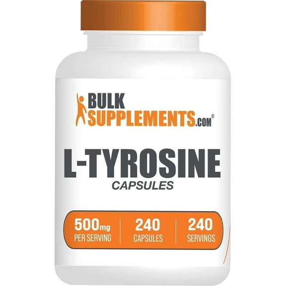 BulkSupplements L-Tyrosine Capsules - Tyrosine Supplement, Amino Acid Supplement - 1 Capsule per Serving (500mg), 240 Count