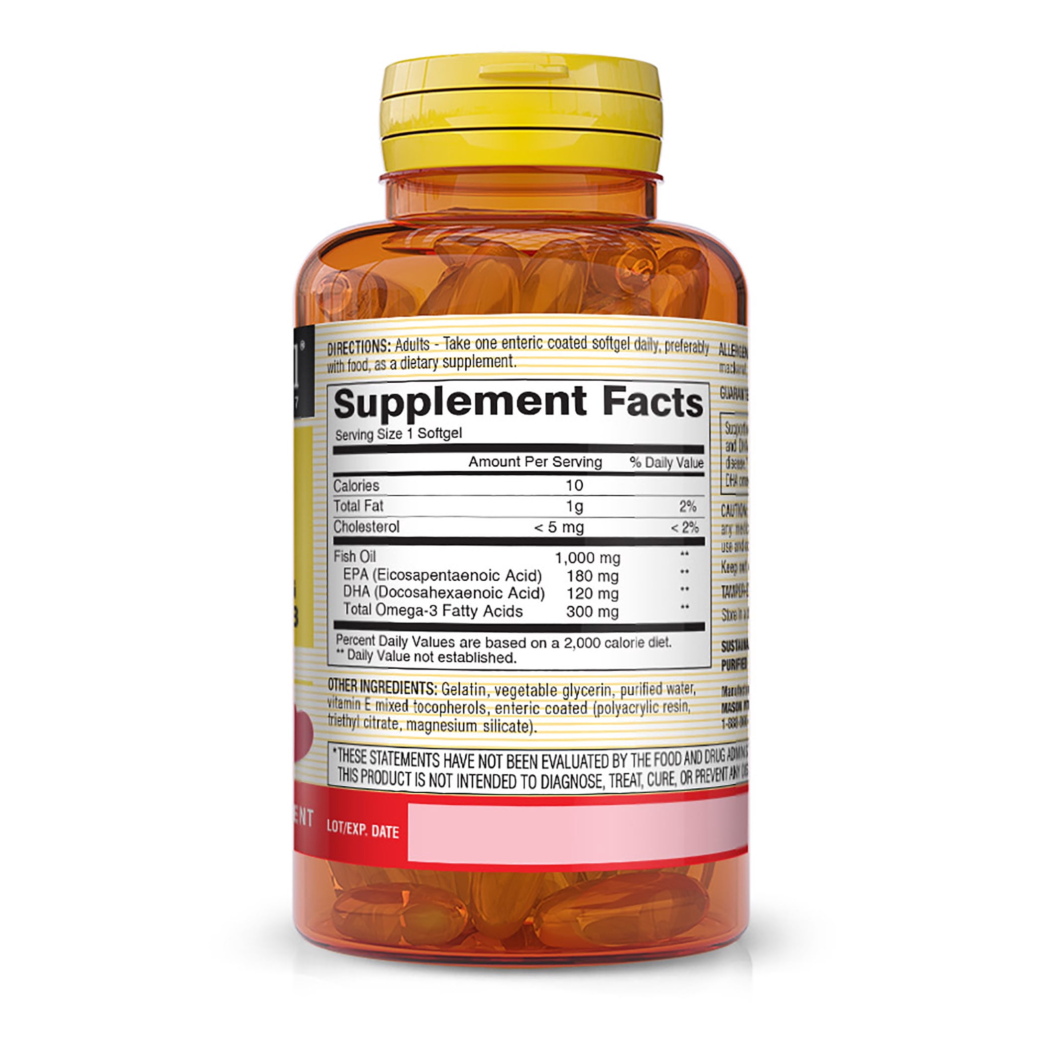 (3 pack) Mason Natural No Burp Fish Oil 1000 mg Omega-3, 100 Softgels