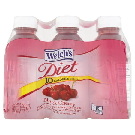 (4 Pack) Welch's Diet Black Cherry Juice Drink, 10 fl oz, 6