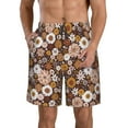 thumbnail image 2 of Uemuo Sunflowers Pattern Men's Swim Trunks Hawaiian Beach Bathing Suit Swimsuits Beach Quick-Dry Shorts with Pockets-Small, 2 of 9