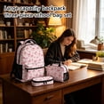 thumbnail image 2 of 3-Piece Bow Print Backpack Set for Girls, Polyester School Backpack with Lunch Tote Bag & Pencil Case, Lightweight Student Schoolbag Kit,C, 2 of 2