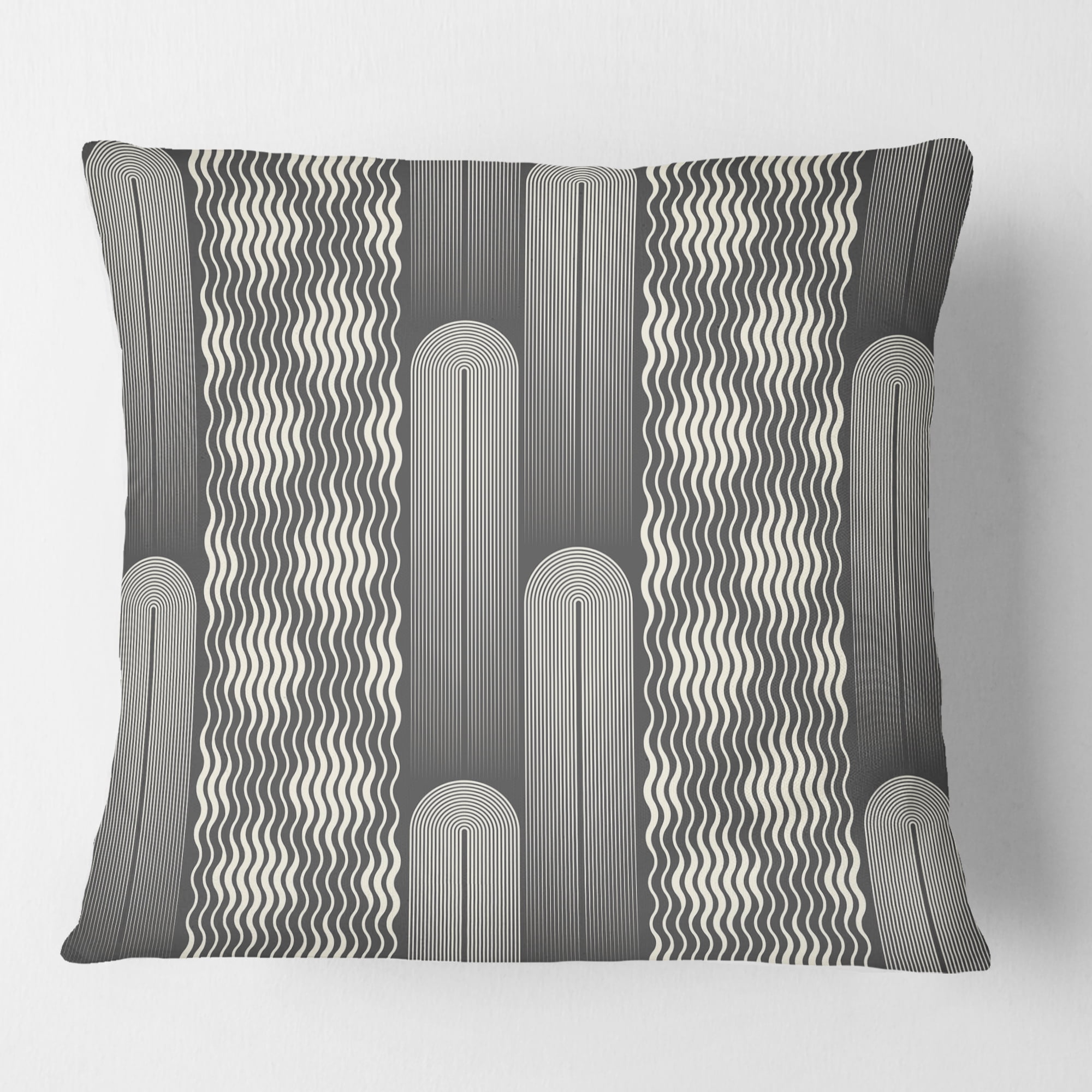 Designart Mimimal Black And White Design II' Mid-Century Modern Throw Pillow - 16x16