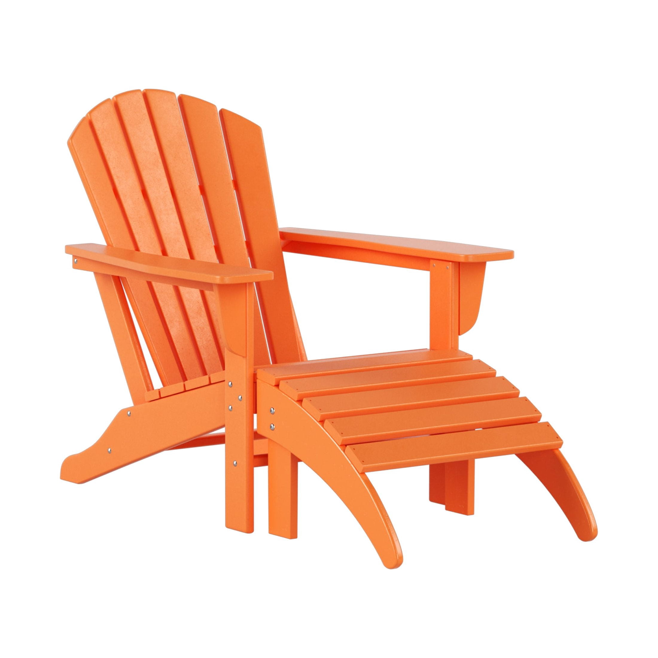 Westin Outdoor 4-Piece Adirondack Patio Chairs with Ottoman Footrest Set, Orange
