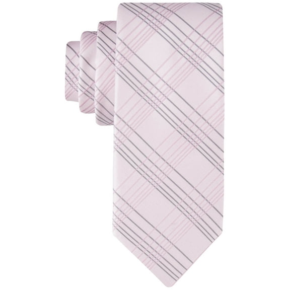 Calvin Klein Mens Tie Necktie One Size Pink Plaid