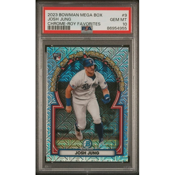 Graded 2023 Topps Bowman M/B Josh Jung #9 Chrome ROY Favorites Rookie RC Baseball Card PSA 10 Gem Mint