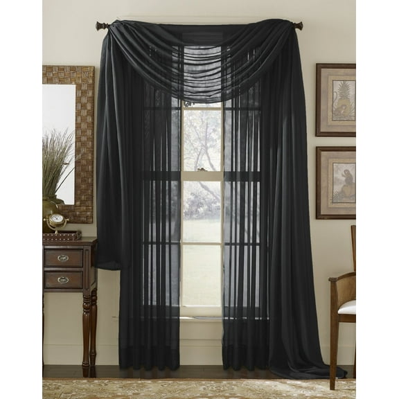 Decotex Window Treatment Sheer Curtain with Scarf, 55” x 63” (2 Panels)