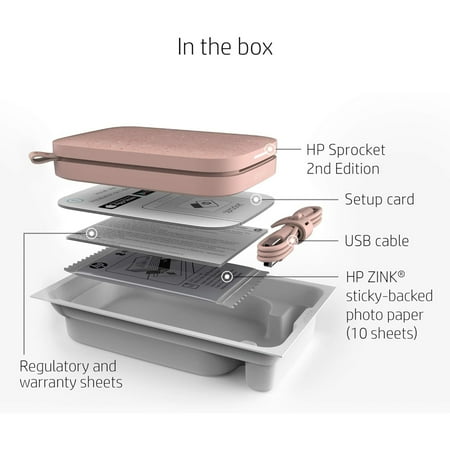 HP - Sprocket Portable 2" x 3" Instant Photo Printer, Prints From iOS or Android Devices - Blush Pink