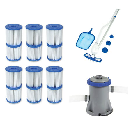 Bestway Type V/K Filter Cartridge (6 Pack) + Pool Cleaning Kit + Filter (Best Way To Dry Sand)