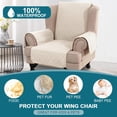 thumbnail image 2 of XUELC Waterproof Wing Chair Cover Wing Armchair Slipcovers Triple Non-Slip Sofa Slipcover for Wing Chair Furniture Protector for Pets, Kids,Dog Beige, 2 of 13