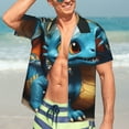 thumbnail image 4 of Cauagu Adorable Blue Baby Dragon Print Hawaiian Shirt for Men,Casual Short Sleeve Button Down Shirts Summer Beach Men's Regular-Fit Short-Sleeve Print Shirt -X-Large, 4 of 6