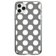 thumbnail image 1 of DistinctInk Clear Shockproof Hybrid Case for iPhone 12 Pro MAX (6.7" Screen) - TPU Bumper, Acrylic Back, Tempered Glass Screen Protector - White & Grey Polka Dots, 1 of 2
